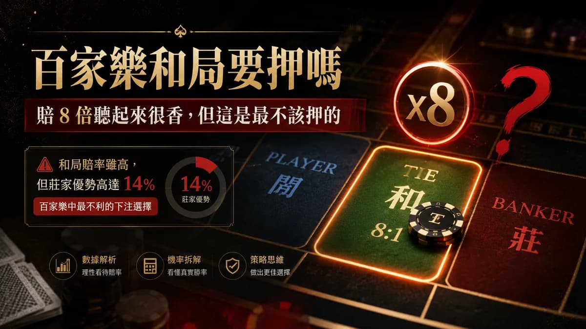 百家樂和局要押嗎?賠 8 倍聽起來很香,但這是最不該押的